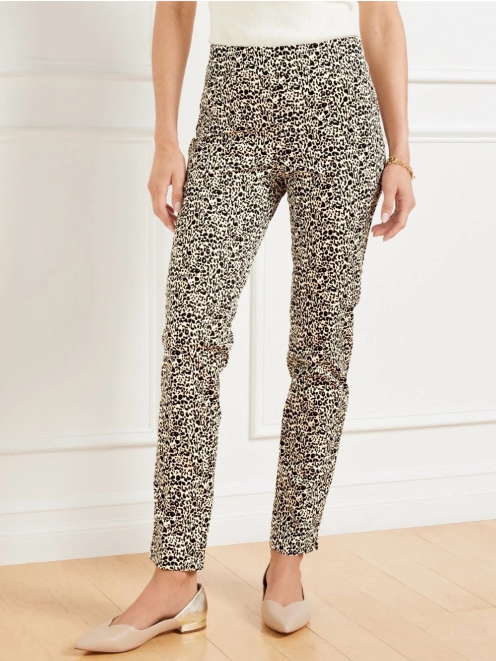 Talbots Women’s Chatham Slim Ankle Pants Animal Print Size 6 Casual Work Comfy